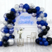 Navy Blue Silver Black Balloons, 60pcs 12 inch Dark Blue and Silver Metallic Balloons Blue Silver Confetti Party Balloons for Graduation Father's Day Birthday Party Decorations
