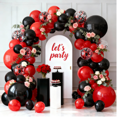 Red and Black Balloon Arch Kit,Black and Red Confetti Balloons, Black and Red Party Balloons with Different Size for Graduation Birthday Anniversary Prom New Year Party Decorations