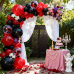 Red and Black Balloon Arch Kit,Black and Red Confetti Balloons, Black and Red Party Balloons with Different Size for Graduation Birthday Anniversary Prom New Year Party Decorations