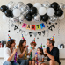 Black and Silver Balloons - 60pcs 12" Black and White Balloons with Metallic Silver Confetti Balloons Birthday New Years Wedding Graduation Party Decorations