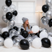 Black and Silver Balloons - 60pcs 12" Black and White Balloons with Metallic Silver Confetti Balloons Birthday New Years Wedding Graduation Party Decorations